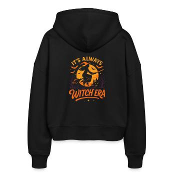 Es ist immer Halloween-Party-Vibes der Hexenzeit - Stanley/Stella Boxy Frauen Bio Zip Hoodie Ida - Schwarz - Hinten - AI Model Female 172 light (172cm)
