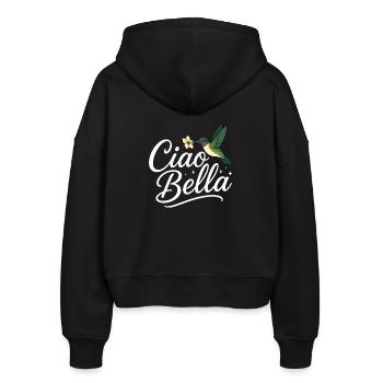 Ciao Bella - Stanley/Stella Boxy Frauen Bio Zip Hoodie Ida - Schwarz - Hinten - AI Model Female 172 light (172cm)