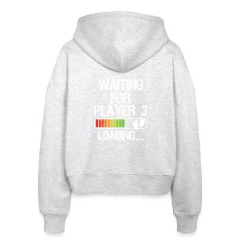Expectant Dad To Be Gamer Pregnancy Announcement  - Stanley/Stella Boxy Frauen Bio Zip Hoodie Ida - Weiß meliert - Hinten - AI Model Female 172 dark (172cm)