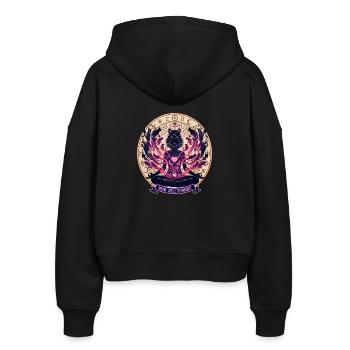 My Soul Purrs - Mystic Cat - Stanley/Stella Boxy Women’s Organic Zip Hoodie Ida - black - Back - AI Model Female 172 light (172cm)