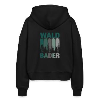 Waldbader Waldbaden Wald Baum Shinrinyoku Geschenk - Stanley/Stella Boxy Frauen Bio Zip Hoodie Ida - Schwarz - Hinten - AI Model Female 172 light (172cm)