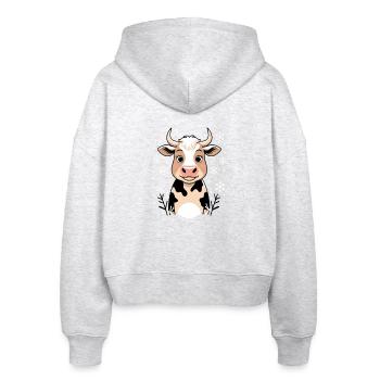 Winterkuh mit Schneeflocken - Stanley/Stella Boxy Frauen Bio Zip Hoodie Ida - Weiß meliert - Hinten - AI Model Female 172 dark (172cm)