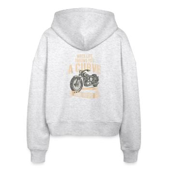 Curve Ahead Lean Into It Motorcycle - Stanley/Stella Boxy Women’s Organic Zip Hoodie Ida - heather white - Back - AI Model Female 172 dark (172cm)