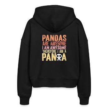 Panda - Stanley/Stella Boxy Frauen Bio Zip Hoodie Ida - Schwarz - Hinten - AI Model Female 172 light (172cm)