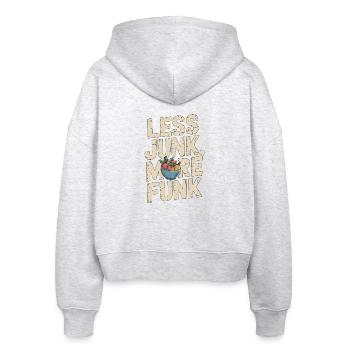 Nutritionist Less Junk More Funk Nutritional Coach - Stanley/Stella Boxy Frauen Bio Zip Hoodie Ida - Weiß meliert - Hinten - AI Model Female 172 dark (172cm)