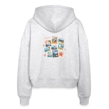 Rügen Coasts Postcard Design Baltic Sea - Stanley/Stella Boxy Women’s Organic Zip Hoodie Ida - heather white - Back - AI Model Female 172 dark (172cm)