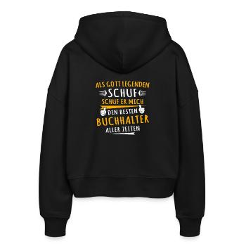 Buchhalter - Stanley/Stella Boxy Frauen Bio Zip Hoodie Ida - Schwarz - Hinten - AI Model Female 172 light (172cm)