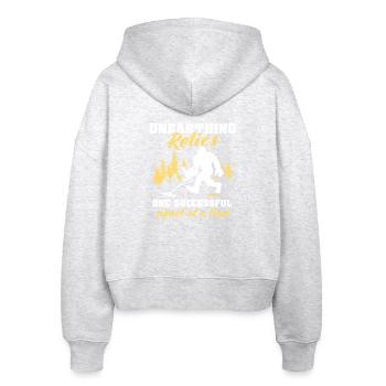 Dirt Fishing Big Foot - Stanley/Stella Boxy Frauen Bio Zip Hoodie Ida - Weiß meliert - Hinten - AI Model Female 172 dark (172cm)