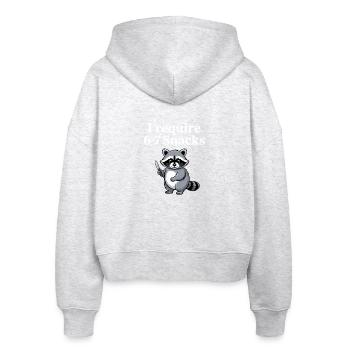 6-7 Internet Meme Cooler 6 7 Raccoon - Stanley/Stella Boxy Women’s Organic Zip Hoodie Ida - heather white - Back - AI Model Female 172 dark (172cm)