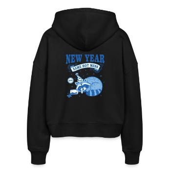 Neujahr Same Hot Mess 2026 Party-Design - Stanley/Stella Boxy Frauen Bio Zip Hoodie Ida - Schwarz - Hinten - AI Model Female 172 light (172cm)