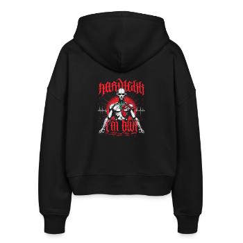 Hardtekk Tekke Ostdeutschland - Stanley/Stella Boxy Frauen Bio Zip Hoodie Ida - Schwarz - Hinten - AI Model Female 172 light (172cm)
