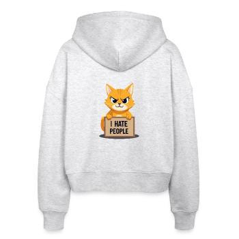 Griesgrämige Katze I Hate People Polizeifoto - Stanley/Stella Boxy Women’s Organic Zip Hoodie Ida - heather white - Back - AI Model Female 172 dark (172cm)