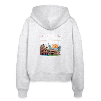 Geschichte - Stanley/Stella Boxy Frauen Bio Zip Hoodie Ida - Weiß meliert - Hinten - AI Model Female 172 dark (172cm)