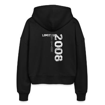 Limited Edition 2008 18. Geburtstag Geschenk - Stanley/Stella Boxy Frauen Bio Zip Hoodie Ida - Schwarz - Hinten - AI Model Female 172 light (172cm)