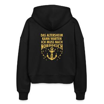 Grandpa RETIREMENT HOME CAN WAIT HAS TO GO TO NORDDEICH - Stanley/Stella Boxy Women’s Organic Zip Hoodie Ida - black - Back - AI Model Female 172 light (172cm)