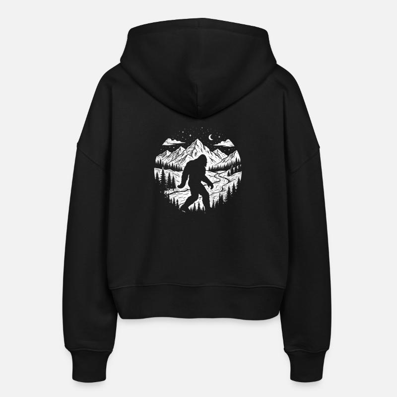 Sasquatch de nuit de la forêt de Bigfoot - Veste à capuche bio Ida Stanley/Stella Femme - noir