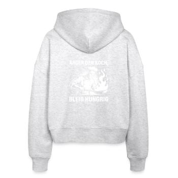 Küchenchef ÄRGER DEN KOCH BLEIB HUNGRIG Lustig - Stanley/Stella Boxy Frauen Bio Zip Hoodie Ida - Weiß meliert - Hinten - AI Model Female 172 dark (172cm)