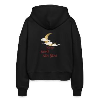 Happy Lunar New Year - Stanley/Stella Boxy Frauen Bio Zip Hoodie Ida - Schwarz - Hinten - AI Model Female 172 light (172cm)