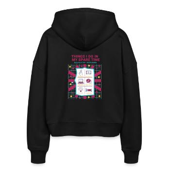 Things I Do In My Spare Time Enjoy K-Pop Korea - Stanley/Stella Boxy Women’s Organic Zip Hoodie Ida - black - Back - AI Model Female 172 light (172cm)