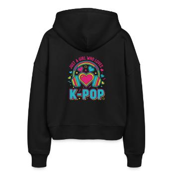 Just a girl, das koreanische K-Pop-Musik liebt - Stanley/Stella Boxy Frauen Bio Zip Hoodie Ida - Schwarz - Hinten - AI Model Female 172 light (172cm)