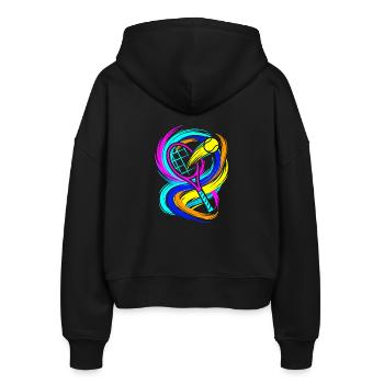 Tennis - Stanley/Stella Boxy Frauen Bio Zip Hoodie Ida - Schwarz - Hinten - AI Model Female 172 light (172cm)