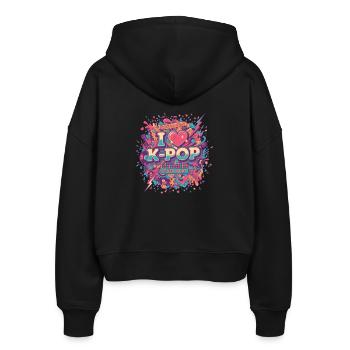 J’adore la musique coréenne K-Pop Fever Beat - Veste à capuche bio Ida Stanley/Stella Femme - noir - Dos - AI Model Female 172 light (172cm)