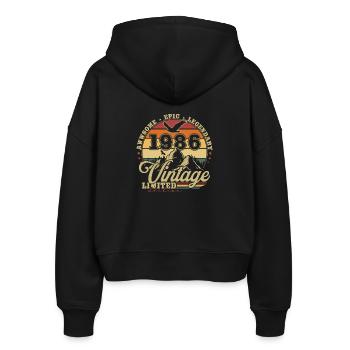 Vintage 1986 Jahrgang Retro Geburtstag Geschenk - Stanley/Stella Boxy Frauen Bio Zip Hoodie Ida - Schwarz - Hinten - AI Model Female 172 light (172cm)