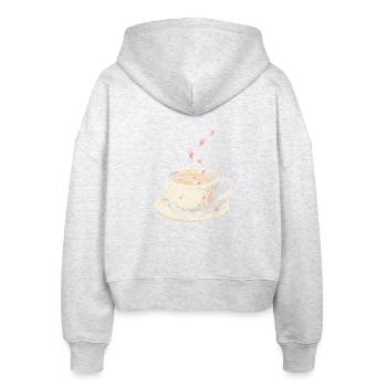 Kirschblüten Sakura Kirschblüte - Stanley/Stella Boxy Frauen Bio Zip Hoodie Ida - Weiß meliert - Hinten - AI Model Female 172 dark (172cm)