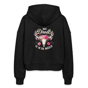 Trachtenshirt Damen Trachten T-Shirt Dirndl Outfit - Stanley/Stella Boxy Frauen Bio Zip Hoodie Ida - Schwarz - Hinten - AI Model Female 172 light (172cm)