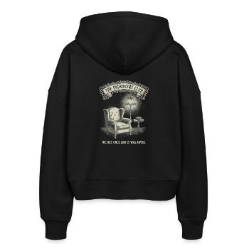 Introvert Club Lustig - Stanley/Stella Boxy Frauen Bio Zip Hoodie Ida - Schwarz - Hinten - AI Model Female 172 light (172cm)