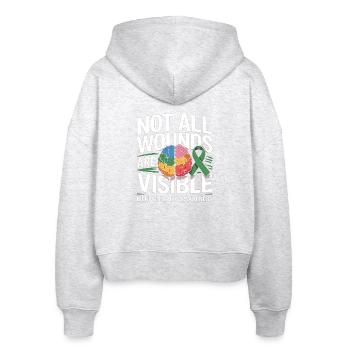Not All Wounds Are Visible – Mental Health - Stanley/Stella Boxy Women’s Organic Zip Hoodie Ida - heather white - Back - AI Model Female 172 dark (172cm)