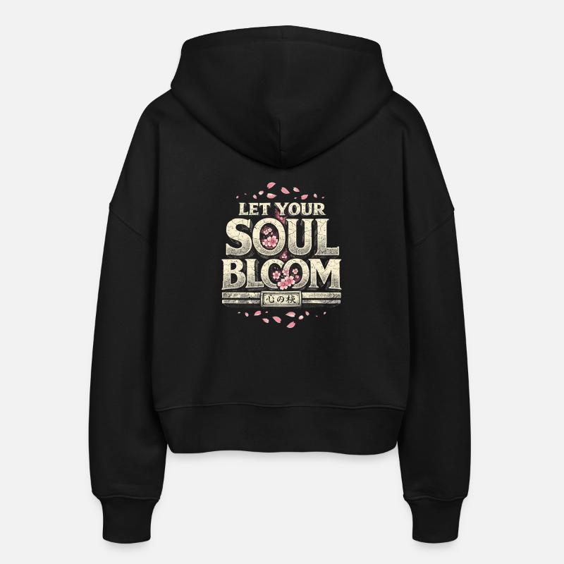 Fleurs de cerisier Sakura Fleurs de cerisier Votre floraison d’âme - Veste à capuche bio Ida Stanley/Stella Femme - noir