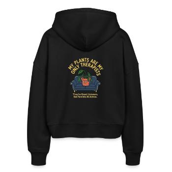 Mental Health Humor - Stanley/Stella Boxy Frauen Bio Zip Hoodie Ida - Schwarz - Hinten - AI Model Female 172 light (172cm)
