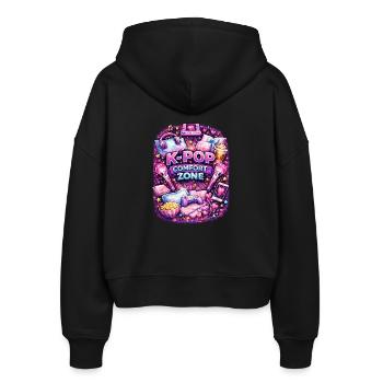 K Pop Comfort Zone - Stanley/Stella Boxy Frauen Bio Zip Hoodie Ida - Schwarz - Hinten - AI Model Female 172 light (172cm)