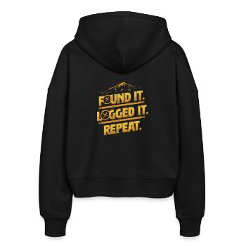 Geocache - Stanley/Stella Boxy Frauen Bio Zip Hoodie Ida - Schwarz - Hinten - AI Model Female 172 light (172cm)