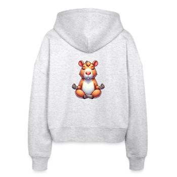 Capybara Yoga Meditieren - Stanley/Stella Boxy Frauen Bio Zip Hoodie Ida - Weiß meliert - Hinten - AI Model Female 172 dark (172cm)