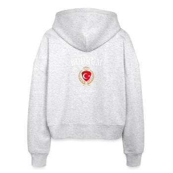 Bodrum Türkei Wappen Krone – Reise Souvenir - Stanley/Stella Boxy Frauen Bio Zip Hoodie Ida - Weiß meliert - Hinten - AI Model Female 172 dark (172cm)