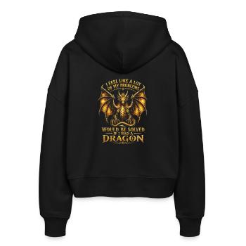 Probleme gelöst, wenn ich einen Drachen hätte - Stanley/Stella Boxy Frauen Bio Zip Hoodie Ida - Schwarz - Hinten - AI Model Female 172 light (172cm)