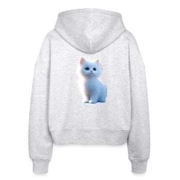 Chat Angora Blanc Chat Angora Chats Angora Mignons - Veste à capuche bio Ida Stanley/Stella Femme - blanc chiné - Dos - AI Model Female 172 dark (172cm)