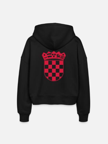 Kroatien Wappen - Stanley/Stella Boxy Frauen Bio Zip Hoodie Ida - Schwarz
