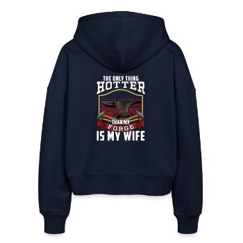 Hotter Than My Forge - Metalsmith Humor - Stanley/Stella Boxy Women’s Organic Zip Hoodie Ida - navy - Back - AI Model Female 172 light (172cm)