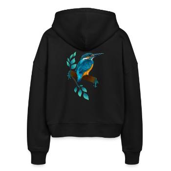 Eisvogel - Stanley/Stella Boxy Frauen Bio Zip Hoodie Ida - Schwarz - Hinten - AI Model Female 172 light (172cm)