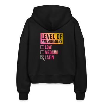 Latein - Stanley/Stella Boxy Frauen Bio Zip Hoodie Ida - Schwarz - Hinten - AI Model Female 172 light (172cm)