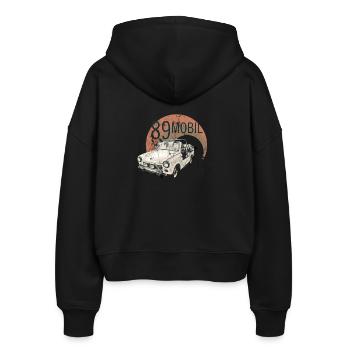 trabbi  cabrio 89 1989 - Stanley/Stella Boxy Frauen Bio Zip Hoodie Ida - Schwarz - Hinten - AI Model Female 172 light (172cm)