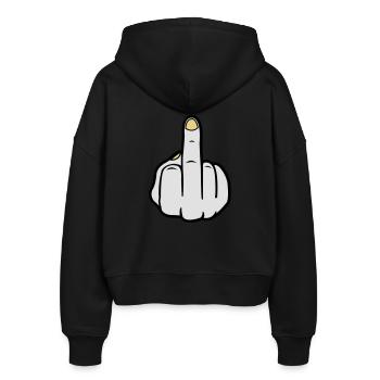 mittelfinger_colors - Stanley/Stella Boxy Frauen Bio Zip Hoodie Ida - Schwarz - Hinten - AI Model Female 172 light (172cm)