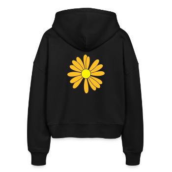 Flowers patch - Stanley/Stella Boxy Frauen Bio Zip Hoodie Ida - Schwarz - Hinten - AI Model Female 172 light (172cm)