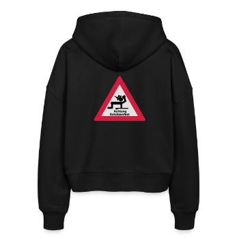 Achtung Schützenfest - Stanley/Stella Boxy Frauen Bio Zip Hoodie Ida - Schwarz - Hinten - AI Model Female 172 light (172cm)