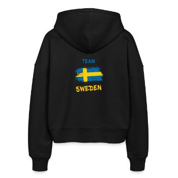 Team Schweden / Stockholm Geschenk Skandinavien - Stanley/Stella Boxy Frauen Bio Zip Hoodie Ida - Schwarz - Hinten - AI Model Female 172 light (172cm)