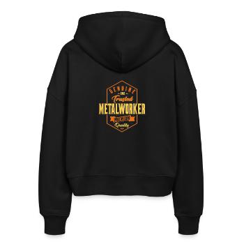 Genuine Trusted Metalworker Design - Stanley/Stella Boxy Women’s Organic Zip Hoodie Ida - black - Back - AI Model Female 172 light (172cm)