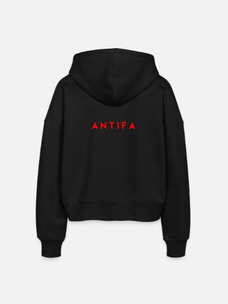 Antifa - Stanley/Stella Boxy Frauen Bio Zip Hoodie Ida - Schwarz